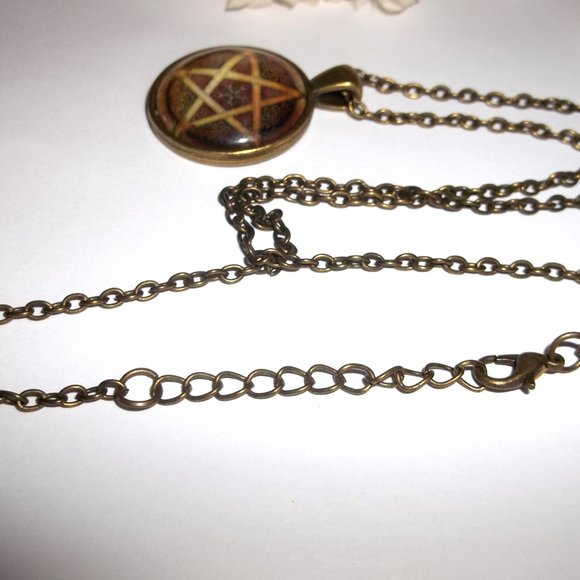 Pentagram Necklace Unisex Style Bronze Brown Costume Jewelry Charm Pendant C556 - Picture 6 of 7